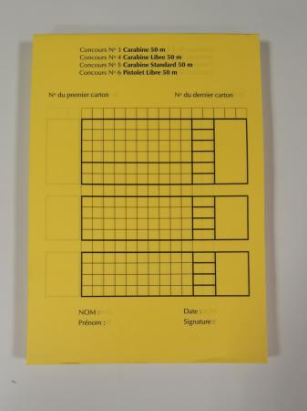 Carnet de tir JAUNE carabine/pistolet 50m