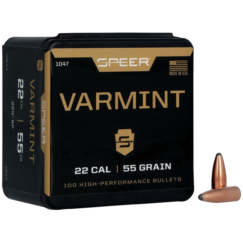 100 ogives Speer Varmint calibre 22 (.224) 55 gr / 3.56 g