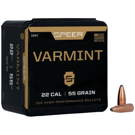100 ogives Speer Varmint calibre 22 (.224) 55 gr / 3.56 g