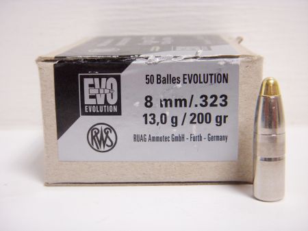 50 ogives RWS EVOLUTION 8 mm (.323) 200 gr / 13 g