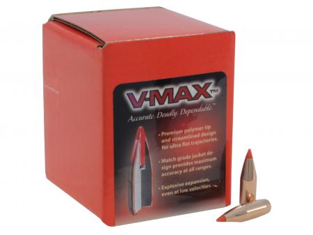 100 ogives Hornady V-Max calibre 6 mm (.243) 75 gr / 4,85 gr Boat Tail Soft Point