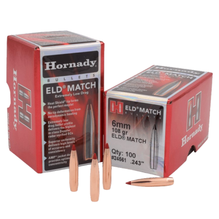 100 ogives Hornady ELD-Match calibre 6 mm (.243) 108 gr / 7 g