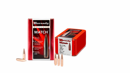 100 ogives Hornady calibre 30 (.308) 168 gr / 10,88 g Boat Tail Hollow Point