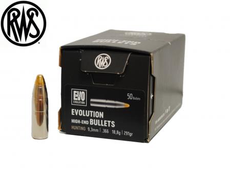 50 ogives RWS EVO calibre 9.3 mm (.366) 291 g / 18,80 gr