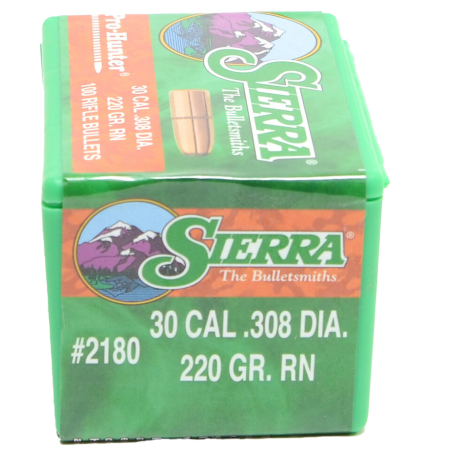 100 ogives Sierra Pro Hunter calibre 30 (.308) 220 gr / 14,26 g Round Nose