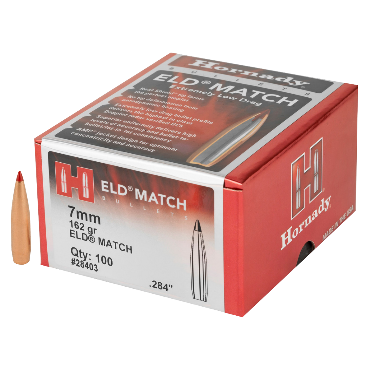 100 ogives Hornady ELD-Match calibre 7 mm (.284) 162 gr / 10,50 g