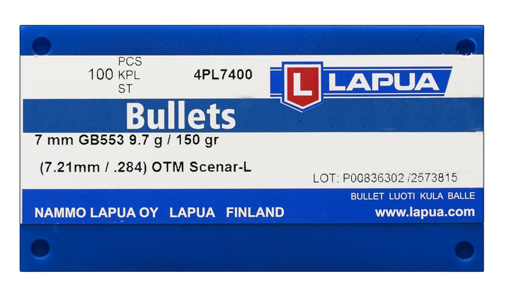 1000 ogives Lapua Scenar-L calibre 7 mm (.284) 150 gr / 9,72 g