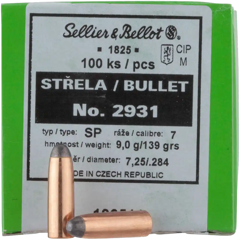 100 ogives Sellier Bellot calibre 7 mm (.284) 140 gr / 9,07 g Jacketed Soft Point