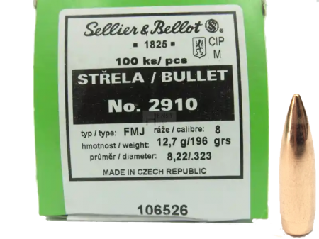 100 ogives Sellier Bellot 8 mm (.323) 196 gr / 12,70 g Full Metal Jacket