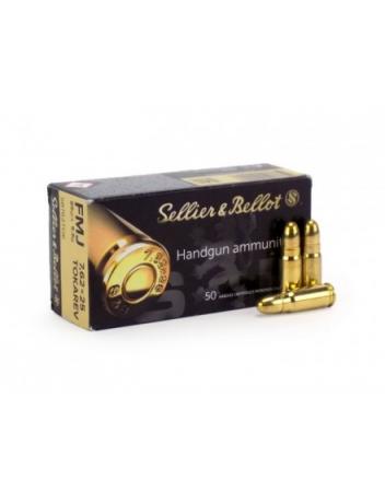 Boite de 50 cartouches SELLIER&BELLOT 7,62x25 Tokarev FMJ 85gr / 5,5g