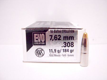 50 ogives Evolution RWS Calibre 30 (.308) 184 gr / 11.90 g