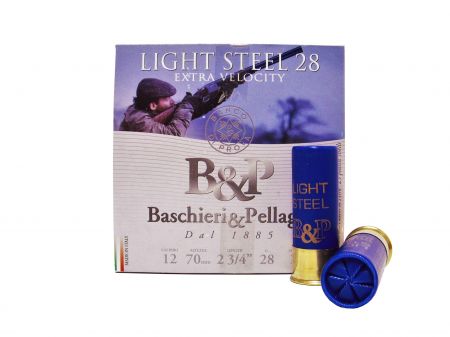 Boite de 25 cartouches BASCHIERI&PELLAGRI Cal. 12/70  LIGHT STEEL 28 gr