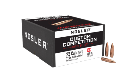250 ogives Nosler Custom Compétition calibre .22 (.224) 77 gr / 5 g Hollow Point Boat Tail