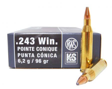 Boite de 20 cartouches RWS 243 WIN 96 gr / 6,22 g KS