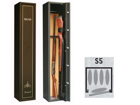 Armoire forte SENTINEL 4+1 armes + étagère avec passage pour 1 arme longue  S5