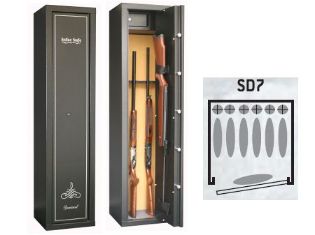 Armoire forte SENTINEL 6+1 armes avec lunette + coffre intérieur  SD7