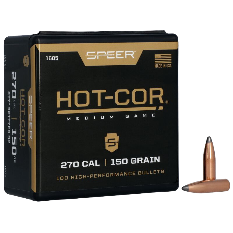 100 ogives Speer Hot-Cor calibre 27 (.277) 150 gr / 9,72 g Soft Point