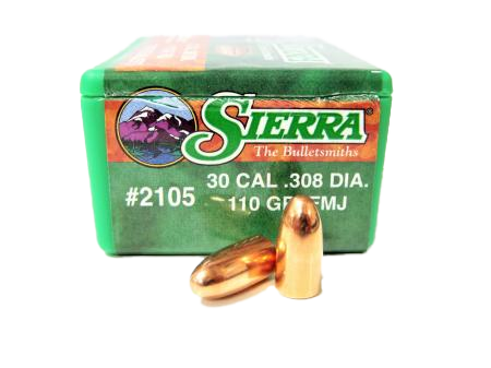 100 ogives Sierra calibre 30 (.308) 110 gr / 7,13 g Full Metal Jacket 