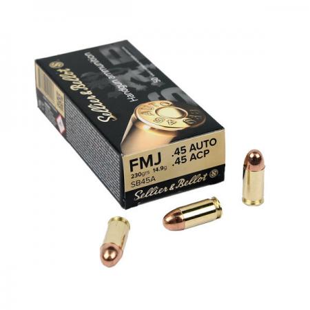 Boite de 50 cartouches SELLIER&BELLOT .45acp FMJ 230gr / 14,9g