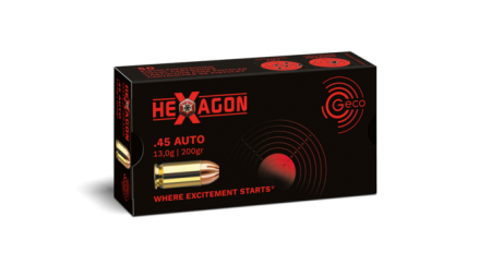 Boite de 50 cartouches GECO HEXAGON .45acp 200gr / 13g