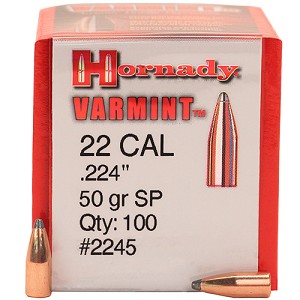 100 ogives Hornady calibre 22 (.224) 50 gr / 3,24 g Sot Point