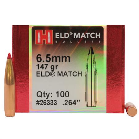 100 ogives Hornady ELD-Match calibre 6.5 mm (.264) 147 gr / 9,52 g