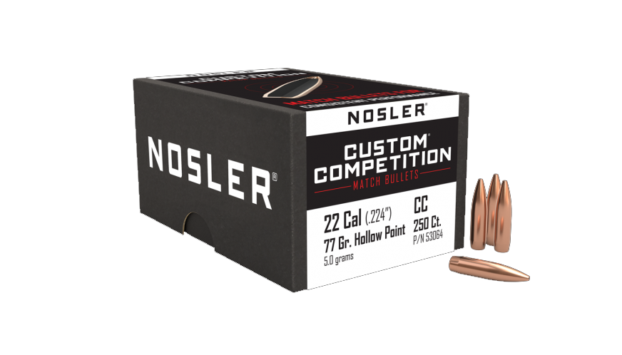 250 ogives Nosler Competition Custom calibre .22 (.224) 77 gr / 5 g Hollow Point Boat Tail