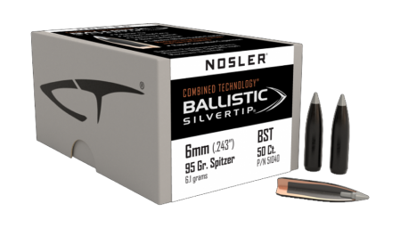 50 ogives Nosler Combined Technology Ballistic Silvertip calibre 6 mm (.243) 95 gr / 6,15 g