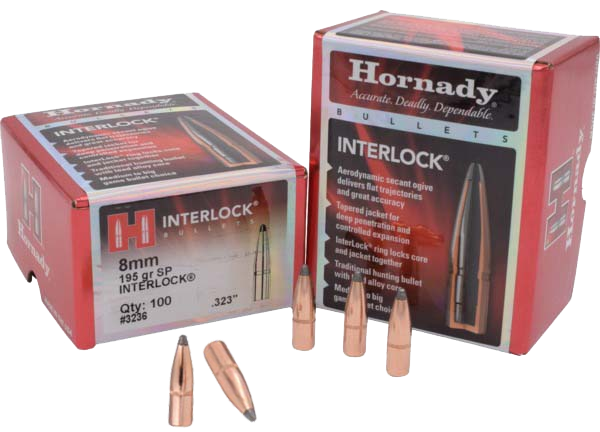 100 ogives Hornady Interlock SP calibre 8 mm (.323) 195 gr / 12,65 g