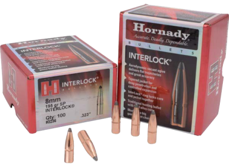 100 ogives Hornady Interlock SP calibre 8 mm (.323) 195 gr / 12,65 g