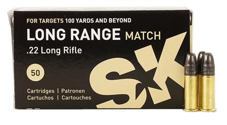 50 cartouches SK Long Range Match .22lr 40gr / 2,59g