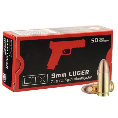 Cartouches GECO 9x19 FMJ DTX 115 gr / 7,45 g