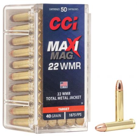 Boite de 50 cartouches CCI MAXI-MAG .22Mag TMJ 40gr / 2,59g