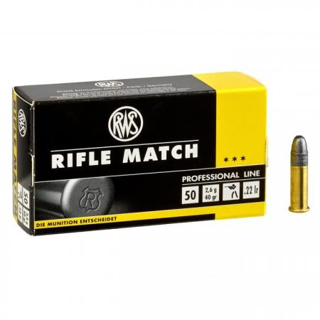 Boite de 50 cartouches RWS Rifle Match .22lr 40gr / 2,59g