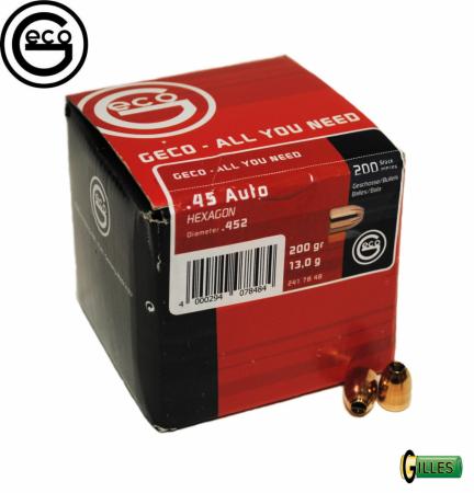 200 Ogives GECO Hexagon Cal 45ACP (.451) 200 gr / 13 g