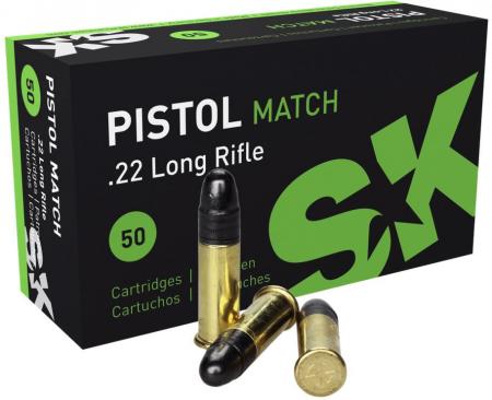 50 cartouches SK Pistol Match .22lr 40gr / 2,59g