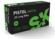 Boite de 50 cartouches SK Pistol Match .22lr 40gr / 2,59g