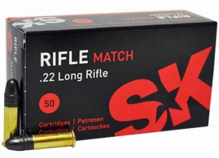 50 cartouches SK Rifle Match .22lr 40gr / 2,59g