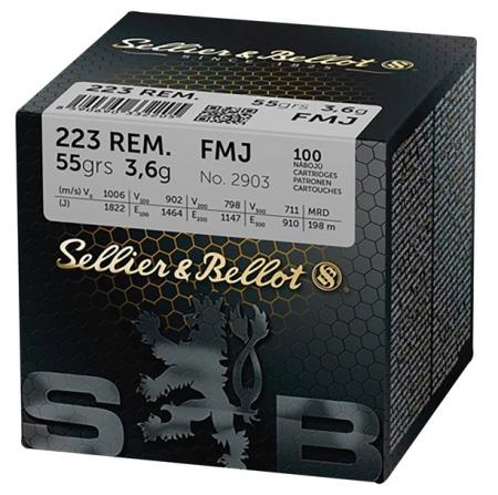 Boite de 100 cartouches S&B .223 Rem FMJ 55gr / 3,6g