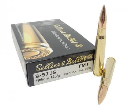 Cartouches Sellier & Bellot 8x57 JS FMJ 196 gr / 12,7 g - x20