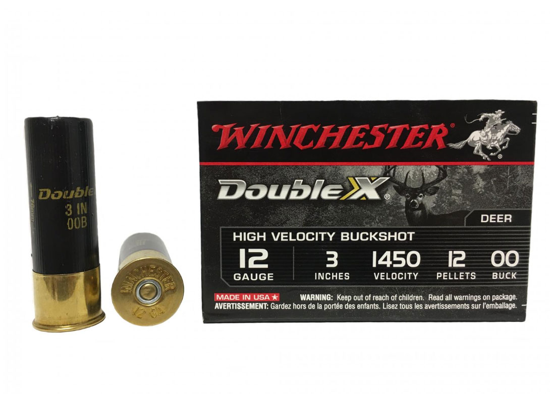 Chevrotine Winchester Double X calibre 12, munition de chasse puissante nécessitant les justificatifs légaux lors de l’achat.