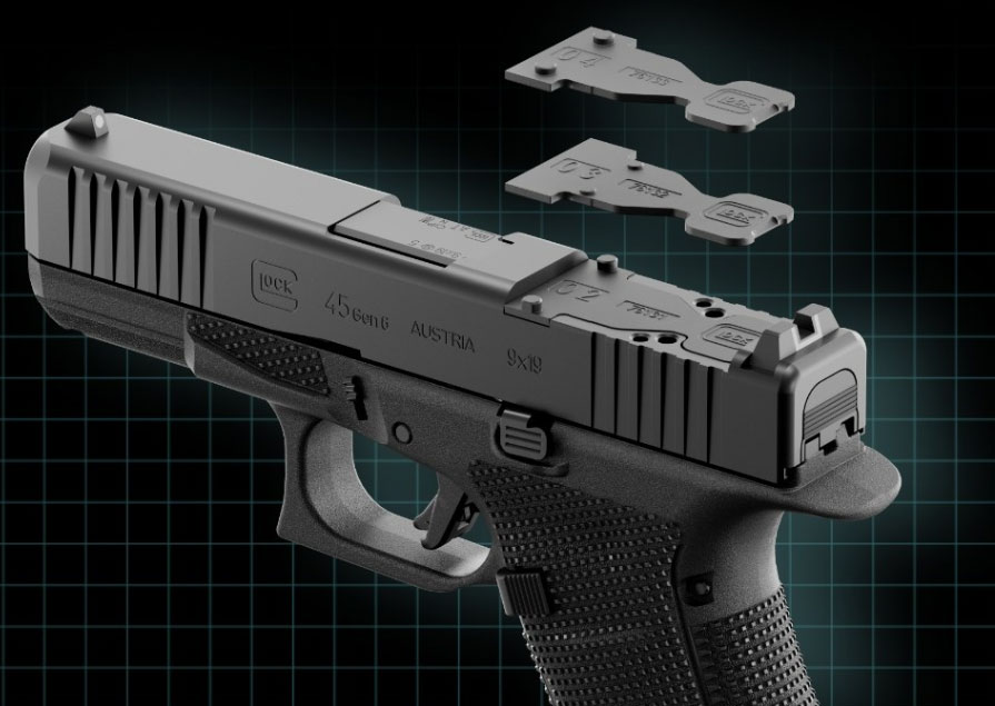 Plaques Optic Ready du Glock Gen 6 permettant l'installation de nombreuses optiques