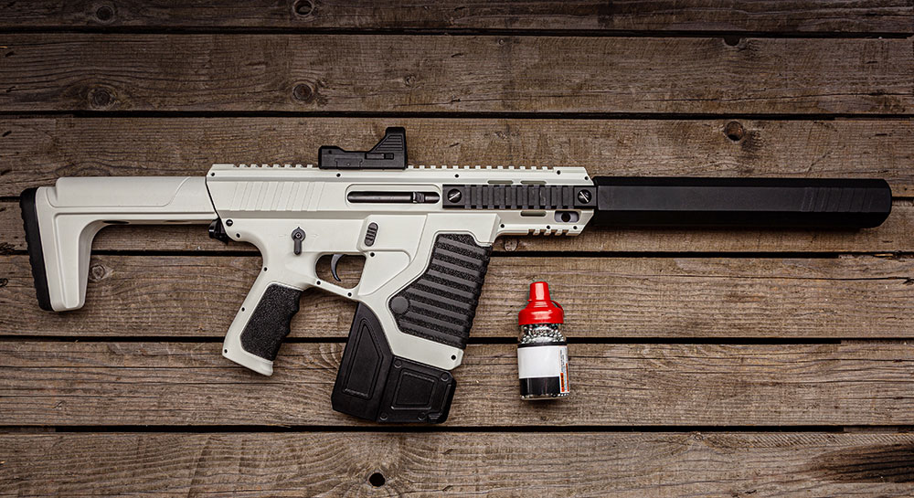 Carabine à air comprimé équipée d’accessoires de tir sportif et consommables