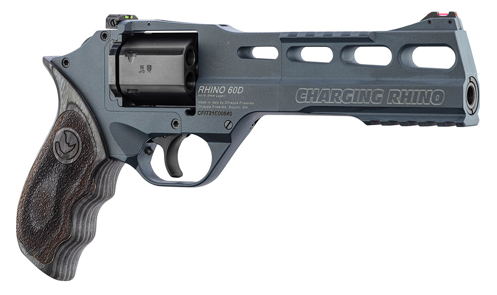 Revolver Chiappa Rhino avec canon aligné sur l’axe bas du barillet